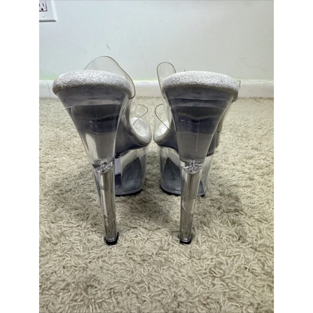Pleaser Sky High 302 Clear Platform Heels Exotic Dancer Stripper Sexy Women's 8